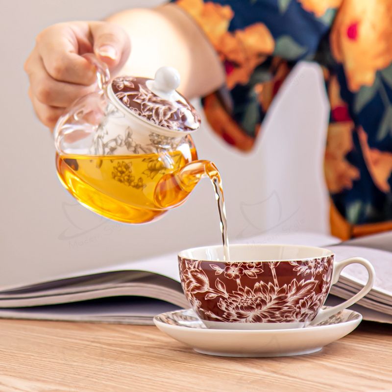 Drinkware Type Coffee Tea Sets Glass Ceramic Teapot Set With Cup Saucer Plate
