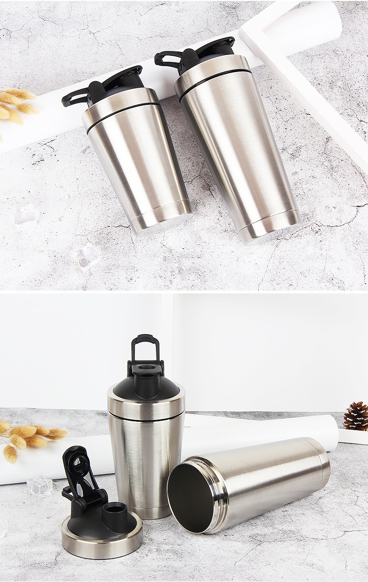 Protein Shaker Bottle For Protein Mixes, Double Wall Vacuum Insulated Shaker Bottle, Stainless Steel Shaker Bottle, Small Shaker Bottle 25oz(739ml),