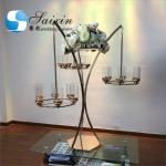 Iron Metal Hanging Candelabra Centerpiece Gold Metal Flower Stand 120cm