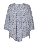 Ruffle Hem Long Sleeve Nice Floral Printed Ladies' Tops In Daily Life