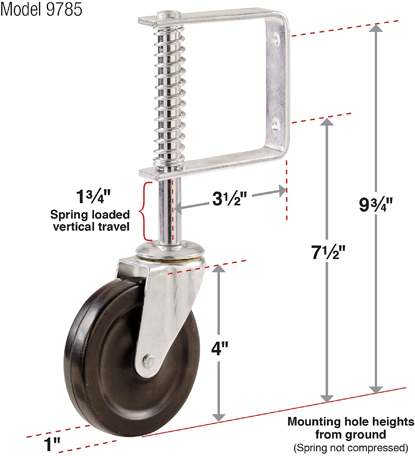 Sliding Gate Caster Wheel Heavy Duty Rubber Wheel with Universal Mount Plate 220lbs