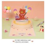 Laser Cut 3d Gift Pop Greeting Cards Cartoon Bear Birthday Cake