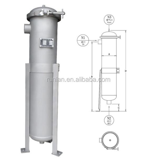 500L/Hour Productivity Stainless Steel Bag Filter Housing for Water Purification