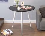 Three Legs Modern Side Tables For Living Room White Desktop & Wooden Leg / White