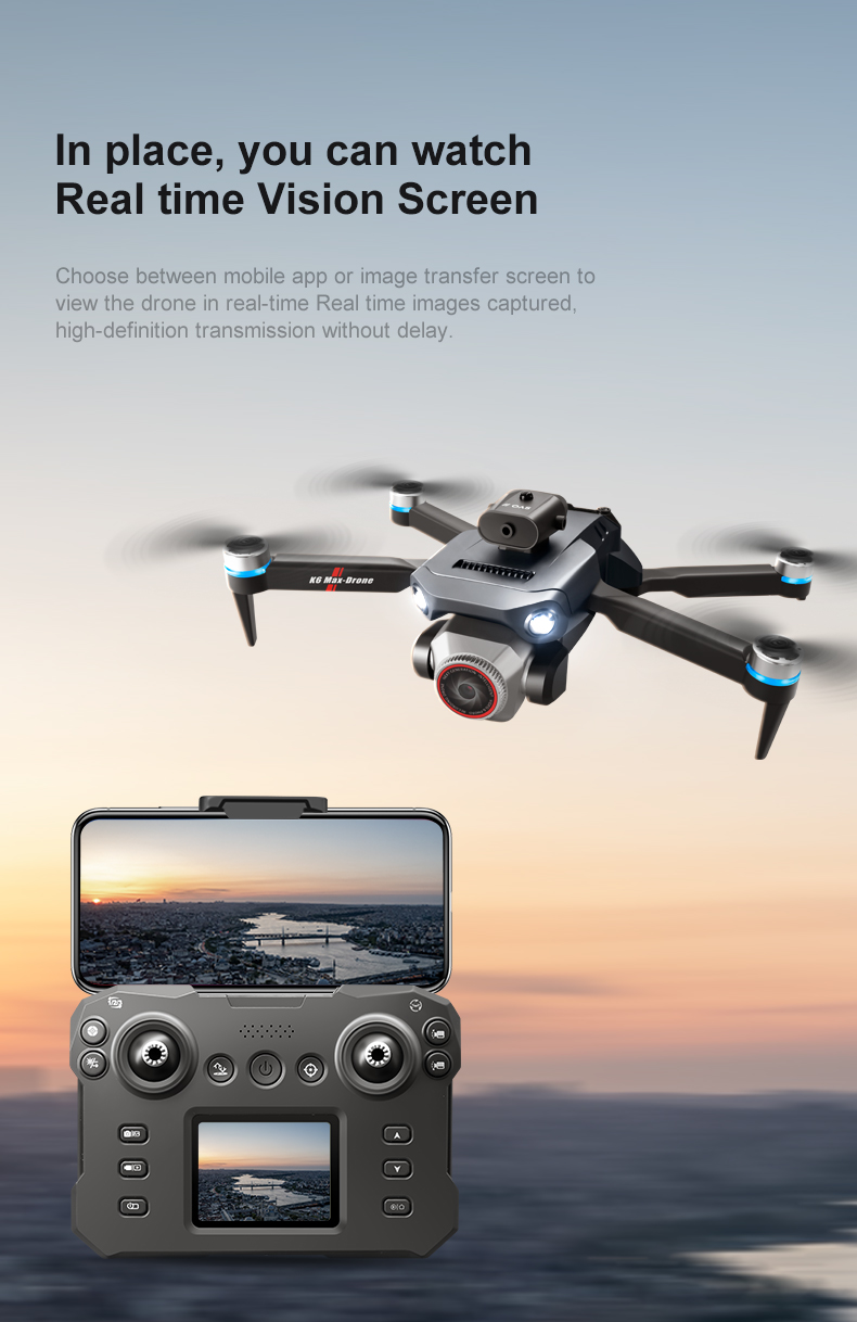 K12 Drones Design Foldable Helicopter with Screen Remote Wifi FPV Obstacle Avoidance and Other Image Transmission Distance