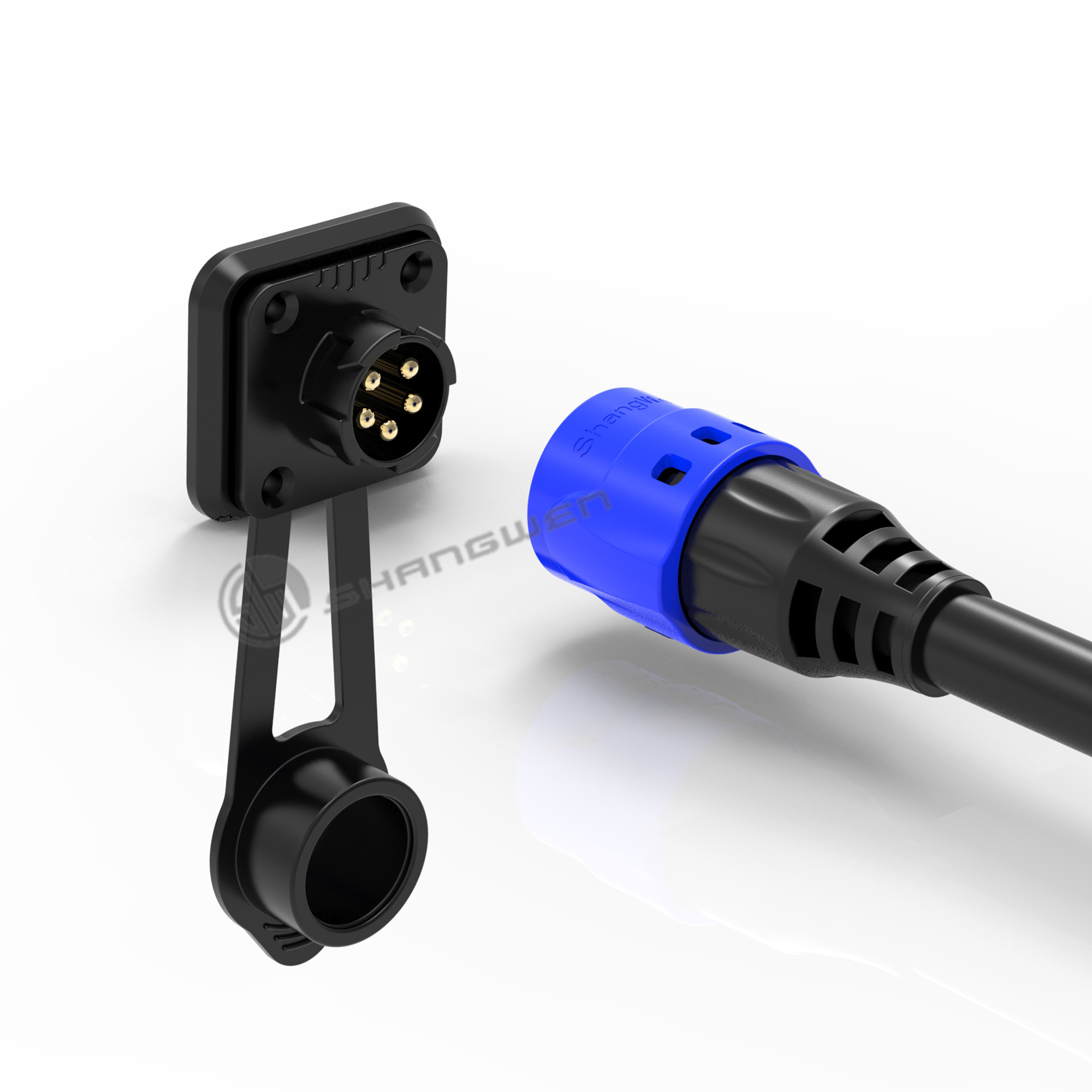 M19 Power Connector IP67 Self Locking Industrial 5 Pin Female Connector