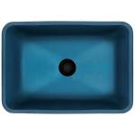 Toughened Blue Glass Bowl Sink Blue Rectangle Above Counter 460mm Length