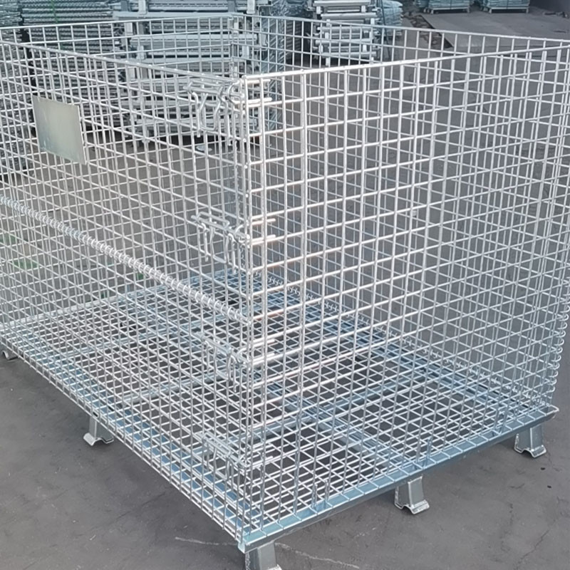 Storage Wire Mesh Cage / Foldable Wire Mesh Container 800kg-1500kg