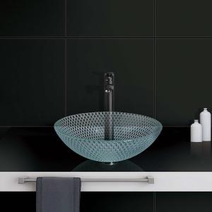 Quality Super Clear Glass Vanity Sinks Bowl Bathroom Transparent CNC Engraving wholesale