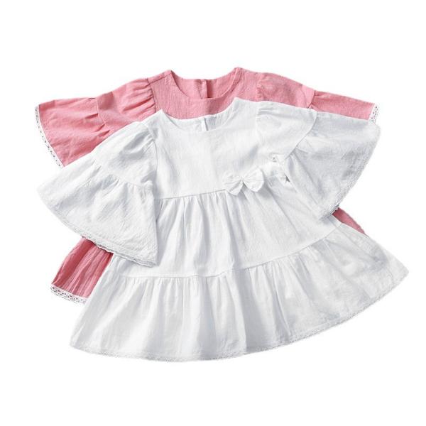 China Factory Dood Quality Children'S Dress Clothing Girl's Flared Sleeves With