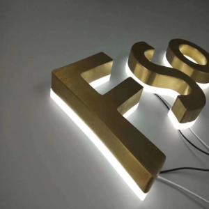 Quality Gold Brush Stainless Steel Backlit Signs Metal Letters wholesale