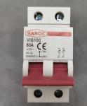 HAROK 63 Amp 2 Pole Isolator Switch White Body With Red Knob Din Rail Products
