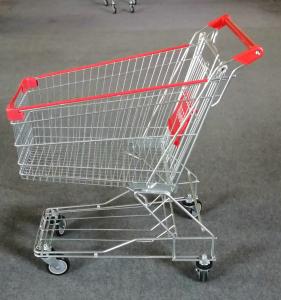 Quality Silver Shopping Cart Trolley Zinc Plated Surface Handling 300kg Load Capacity wholesale