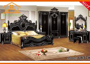 Quality New fashioned real leather Romantic style 5-star hotel king expensive cheap antique antique reproduction bedroom sets wholesale