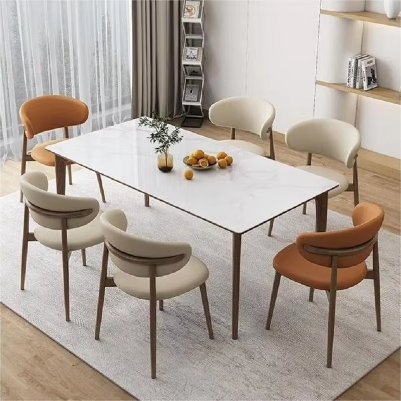 PU Wood And Leather Dining Chair Antique Wooden Restaurant Chairs