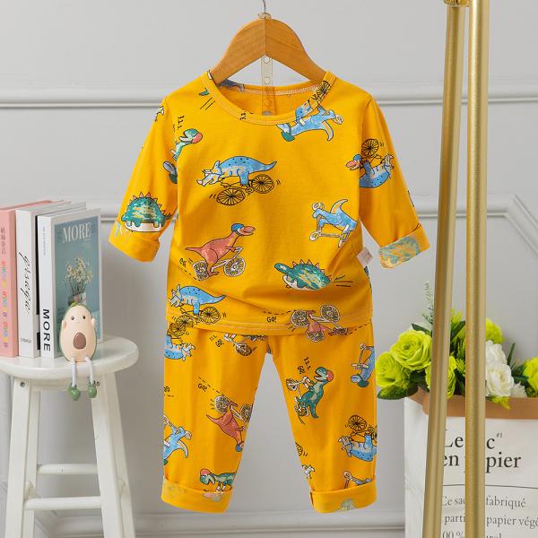 Breathable Childrens Cotton Pyjam Full Flower Pajama Set Grind Watermarks 86cm