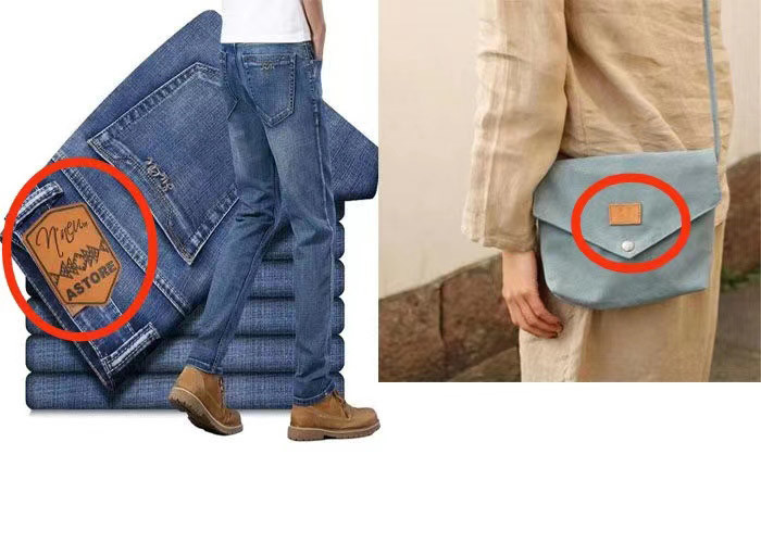 1.5mm Thick Custom Embossed Leather Patch For Jeans Bags Clothing