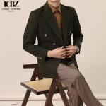 Custom Fabric Retro Brown Gentleman Slim Lapel Collar Suit Jacket for Men's