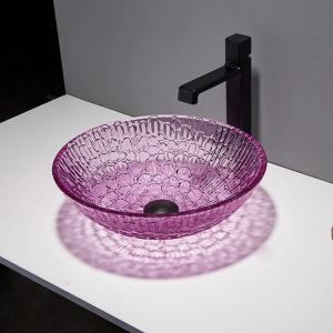Quality 395mm Crystal Wash Basins Round 130mm Purple Bathroom Bowl Basin wholesale
