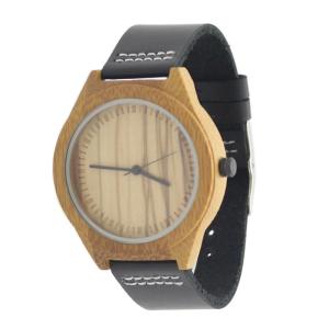 Quality Zebra Dial Modern Wood Watches With Black Leather Strap For Gentlemen wholesale