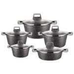 Multifunction 10pcs Black / White Cooking Pot Set Aluminum Non Stick