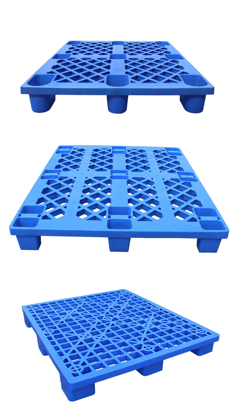 Grid Nine Feet Forklift Plastic Pallet Blue Color