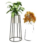 Rectangular stainless steel material golden stand flower pot decoration for