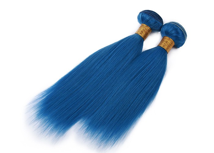 Double Stitch Weft Hair Extensions Human Hair Dark Blue Color AAAA Grade
