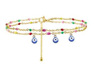 Quality Stainless steel anklet Women's Beach Demon Eye Activity Pendant independently packaged seven-color women's foot ornament wholesale