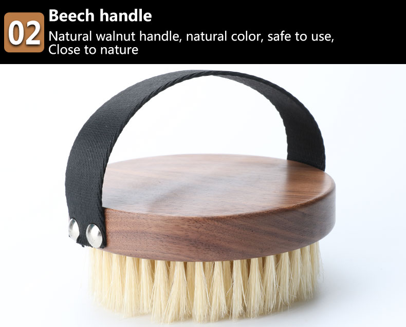 Walnut Bath Dry Brush Organic Vegan Sisal For Boay Round Hand Brush