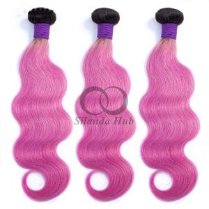 Quality #T1B/Pink Body Wave Remy Human Hair Bundles Sew In Weave Bundles Brazilian Bundle Deals wholesale