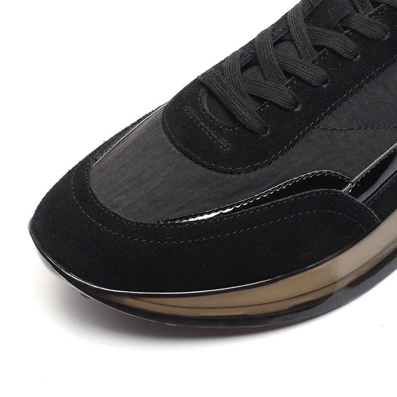 ODM Black Euro 39 Size Mens Leather Sneakers Anti Skid Lace Up