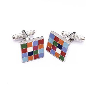 Quality Shirt Sleeve Cufflinks , Glaring Men Gold Plated Cufflinks With Enamel wholesale