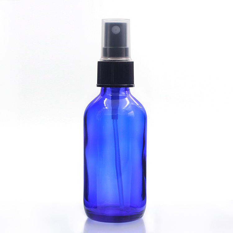 Round ODM Boston Glass Bottles 2 Oz Blue Glass Spray Bottles
