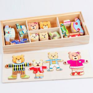 Quality 72pcs Wooden Animal Jigsaw Puzzles Cartoon Rabbit Bear Dress wholesale