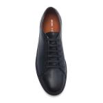 Customized Navy Lace Up Anti Odor Mens Leather Sneakers