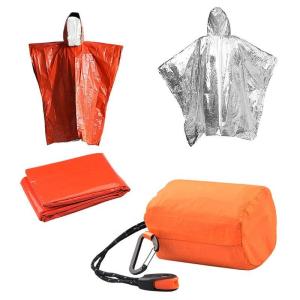 Quality Aluminum Film Emergency Disposable Rain Ponchos Outdoor Hiking Accessories Rainwear Blankets wholesale