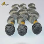 Grey Ombre Human Hair Extensions Bundles 26 Inch With Closure