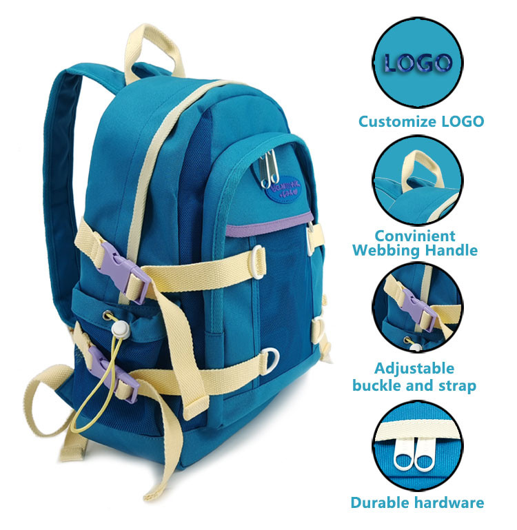 Nylon School Bags Backpack , Blue Student Bags For Outdoor Travel Camping