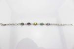 925 Sterling Silver Multicoloured Cubic Zircon Link Tennis Bracelet (H14)
