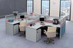 Commercial Office Furniture Partitions For Four People / Wood Computer Desks