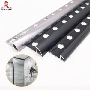 Quality Anodized Aluminum Corner Trim For Tile 10mm Height Semi Quadrant Finish wholesale