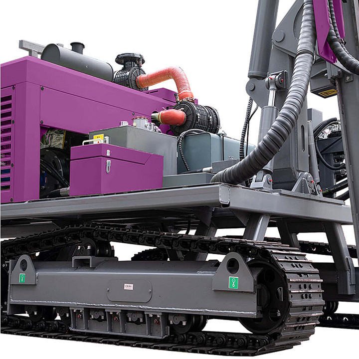 Highway Guardrail Pile Driver Hydraulic Solar Pile Driving Rig With 1.5m.2m.3m Drill Pipe Length And 2km/h Travelling Speed