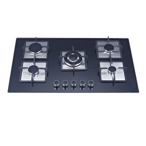 Quality Easy Clean 5 Burner Gas Hob Top Tempered Glass Gas Cooktop wholesale