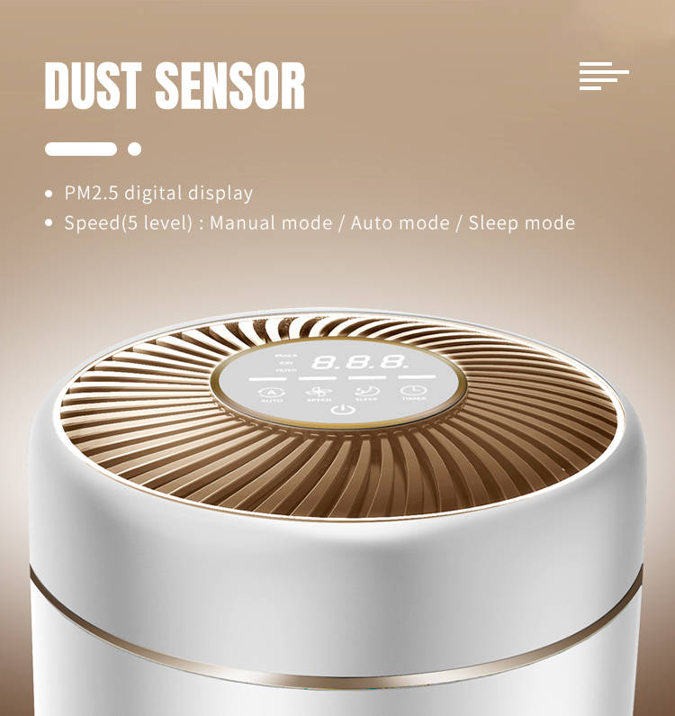 HEPA 13 Desktop Air Purifier 200 Sq Ft 100-240V 24W ABS Materials