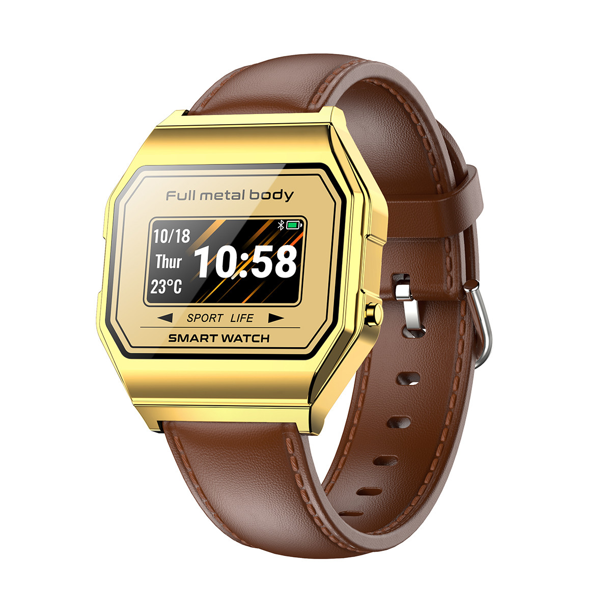 Metal Band Men'S Digital Watch Square 0.96inch Single Touch Analog Digital Watches