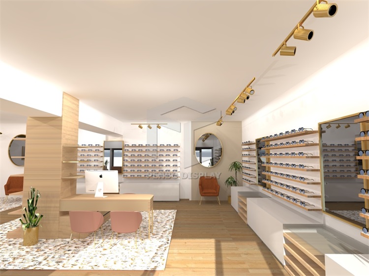 MDF Eyeglasses Optical Shop Display Cabinets ODM Marble Top Powder Coated