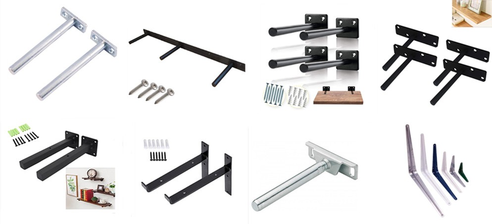 Hardware Included Black Solid Steel Floating Shelf Bracket for Blind Shelf Supports