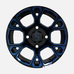 Quality Golf Cart Wheels 12 Inch Blue/Glossy Black 4x4 Bolt Including Center Caps wholesale
