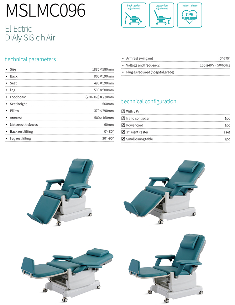 Electric Adjustable Hospital Medical Patient Donation Drawing Manufacturer Cheap Blood Collection Donor Dialysis Chair
